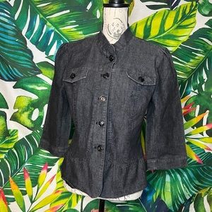 Sandro Sportwear Large Button Close Grey Ruffle Slim Fit Business Chic Jacket